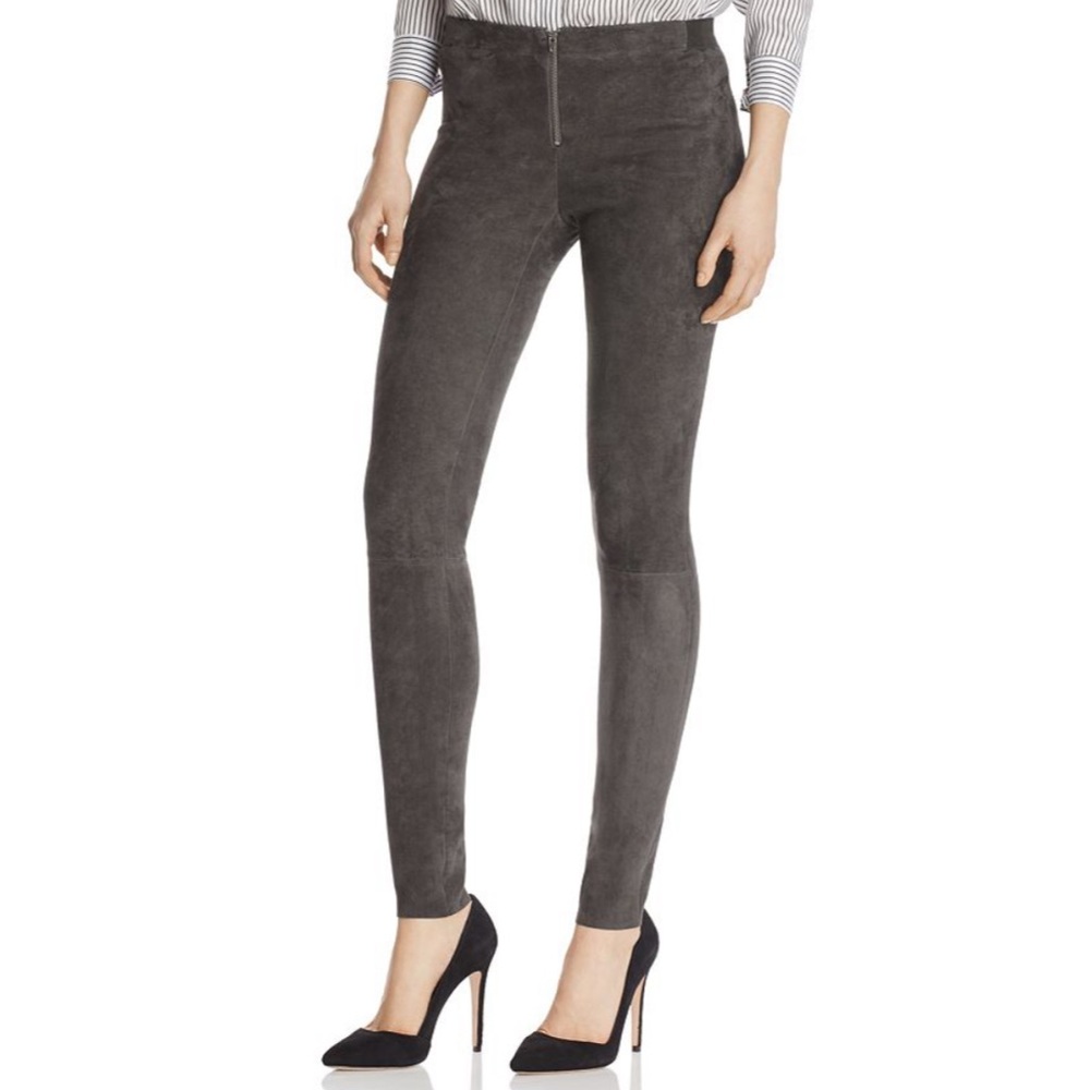 *BLACK alice + olivia 100% lamb skin zip front suede legging pant